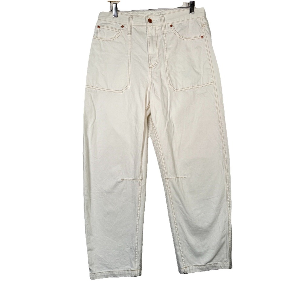GAP Off-White/Cream High-Rise Straight-Leg Jeans